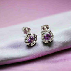 Horseshoe Crystal Stud Earrings Falabella Equine Jewellery Earrings