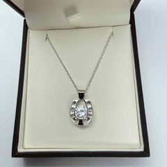 Horseshoe Crystal Pendant Necklace - Gift Boxed