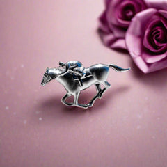 Race Horse & Rider Brooch Falabella Equine Jewellery Brooches
